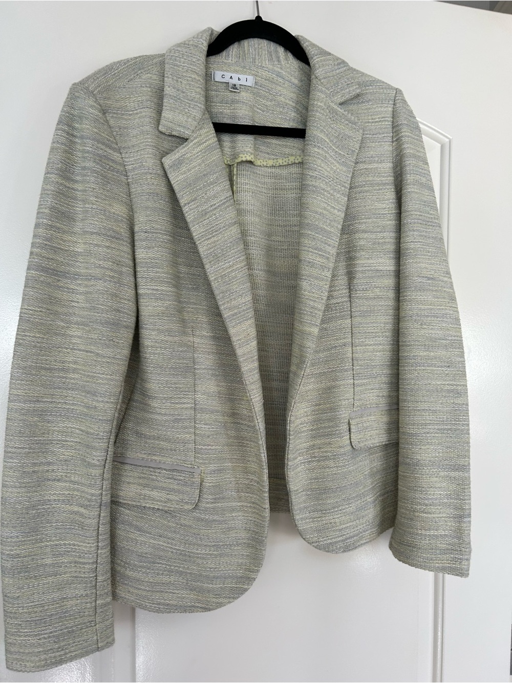 CAbi Light Gray and Cream Mélange Blazer